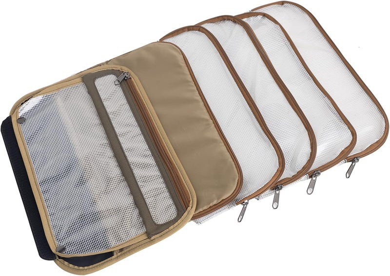 Raprance Professional Fly Tying Travel Case, 4 Clear Pockets and Padded Tool Storage Caddy Hold Fly Tying Vise,Tool Kit,Materials (Brown Olive) - Image 5